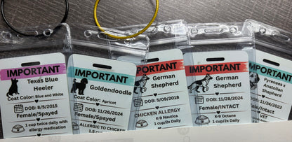 Emergency pet info tags