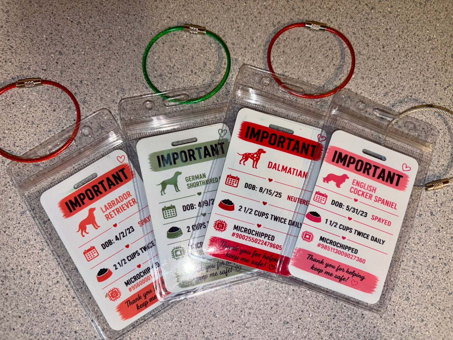 Emergency pet info tags