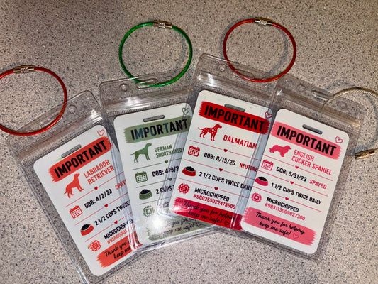 Emergency pet info tags